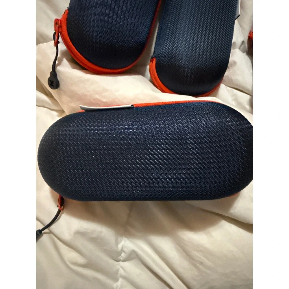 Zeal Optics Hard Shell Sunglasses Case Navy Orange Zipper Storage Pouch 4 total
